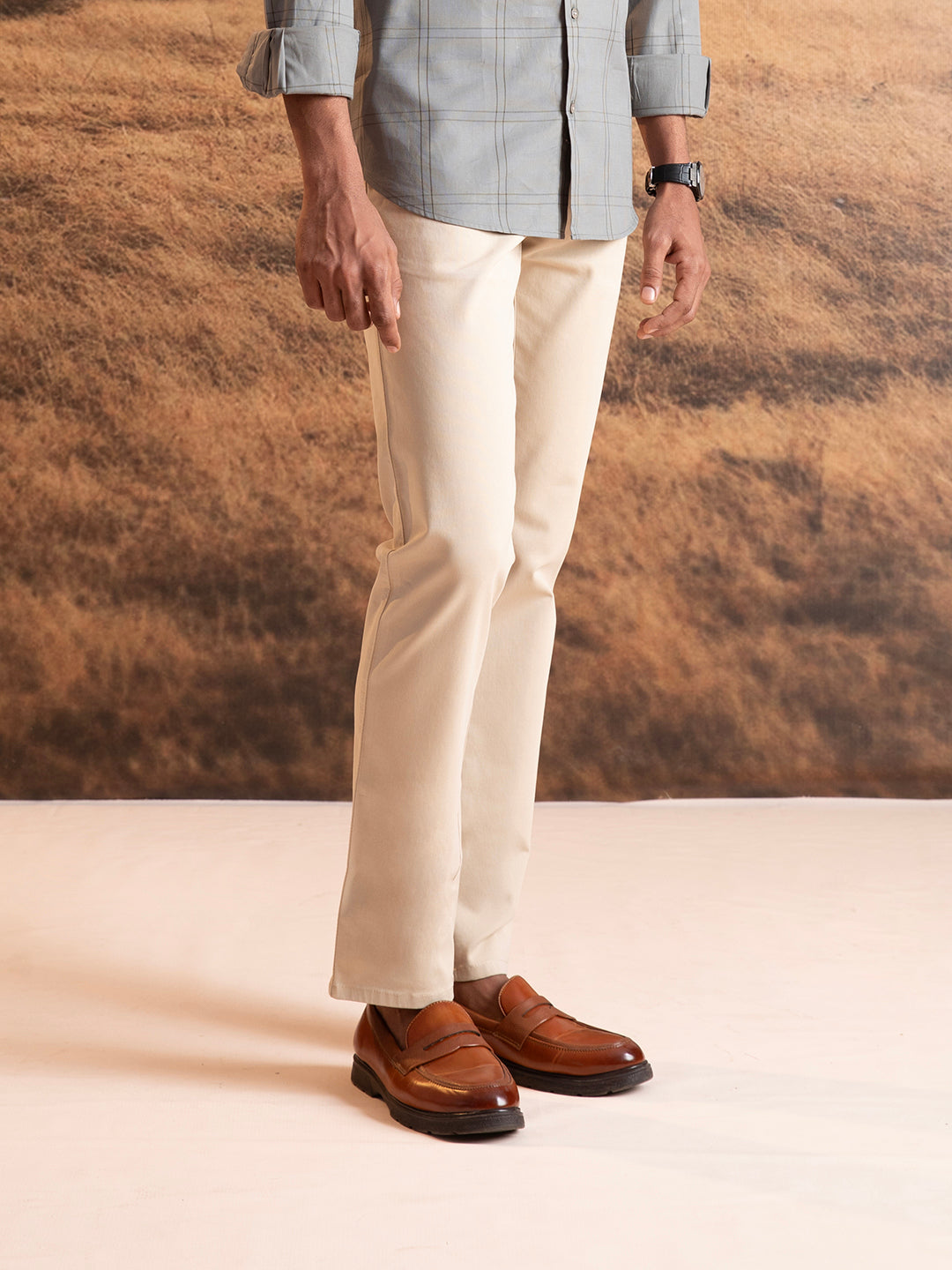 Beige Formal Trouser For Men