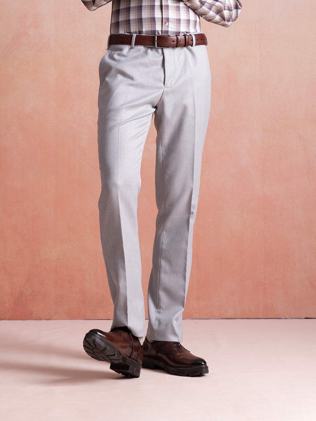 Light Grey Formal Trouser For Men - House Of Sero