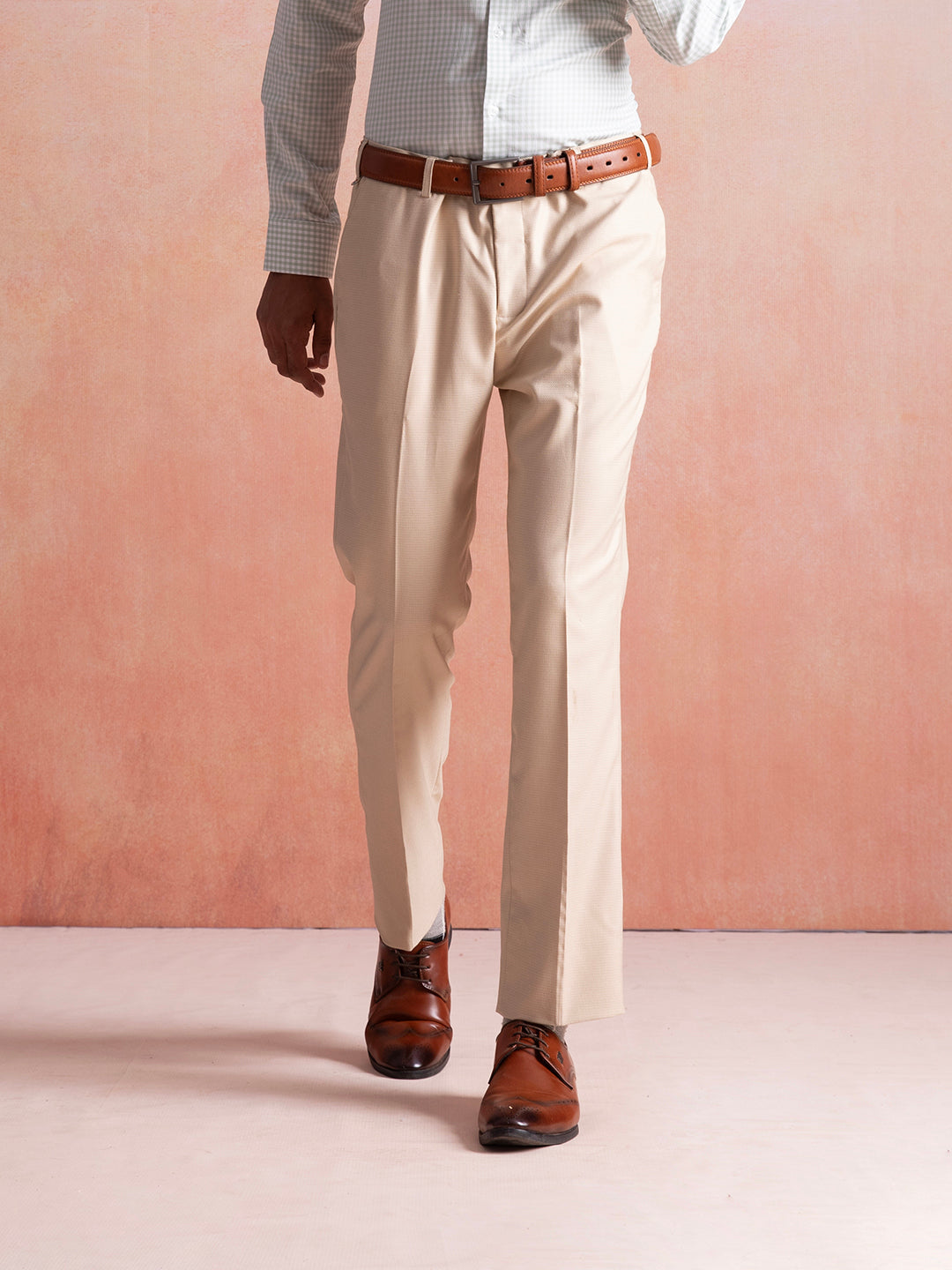 Beige Formal Trouser For Men