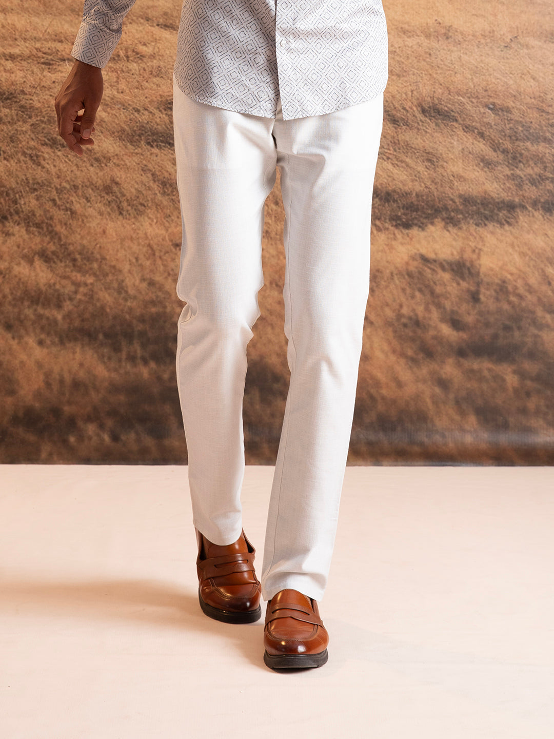 Luxe White Linen Trousers For Men