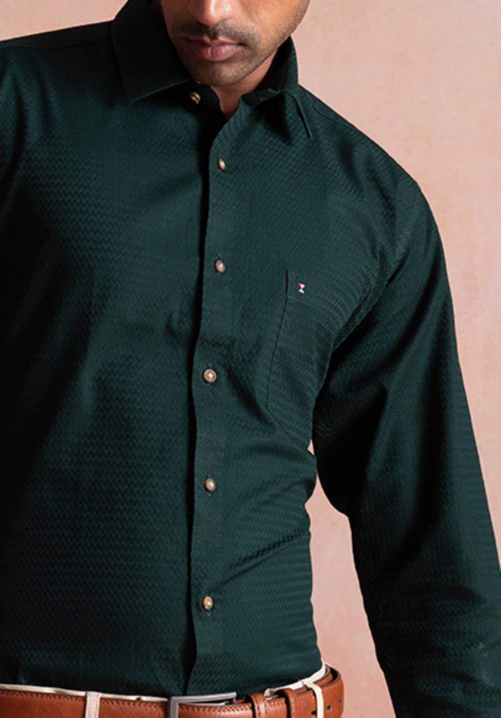 Bottle Green Textured Shirt