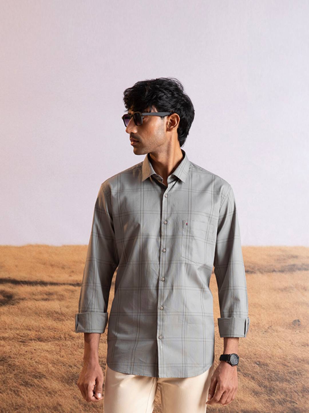 Premium Earthy Green Checks Shirt