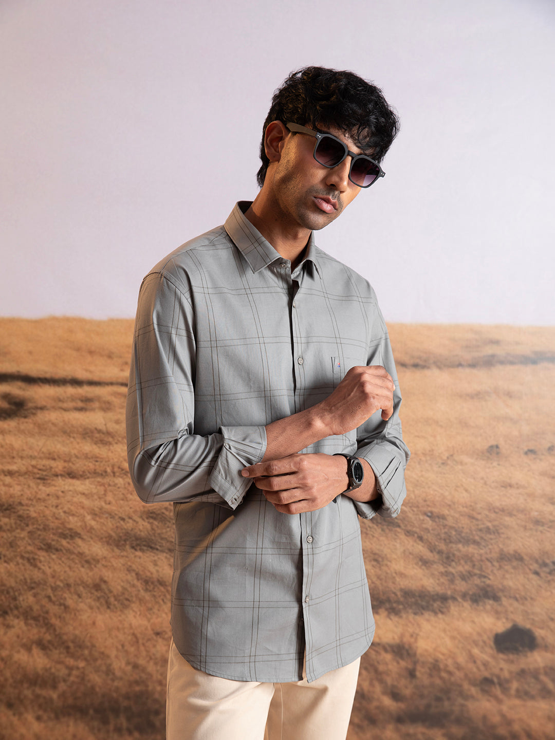 Premium Earthy Green Checks Shirt