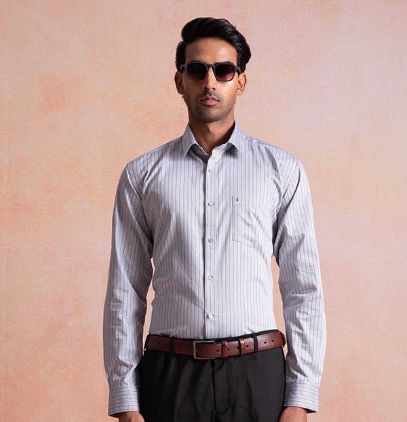 Classic Light Grey Stripe Shirt