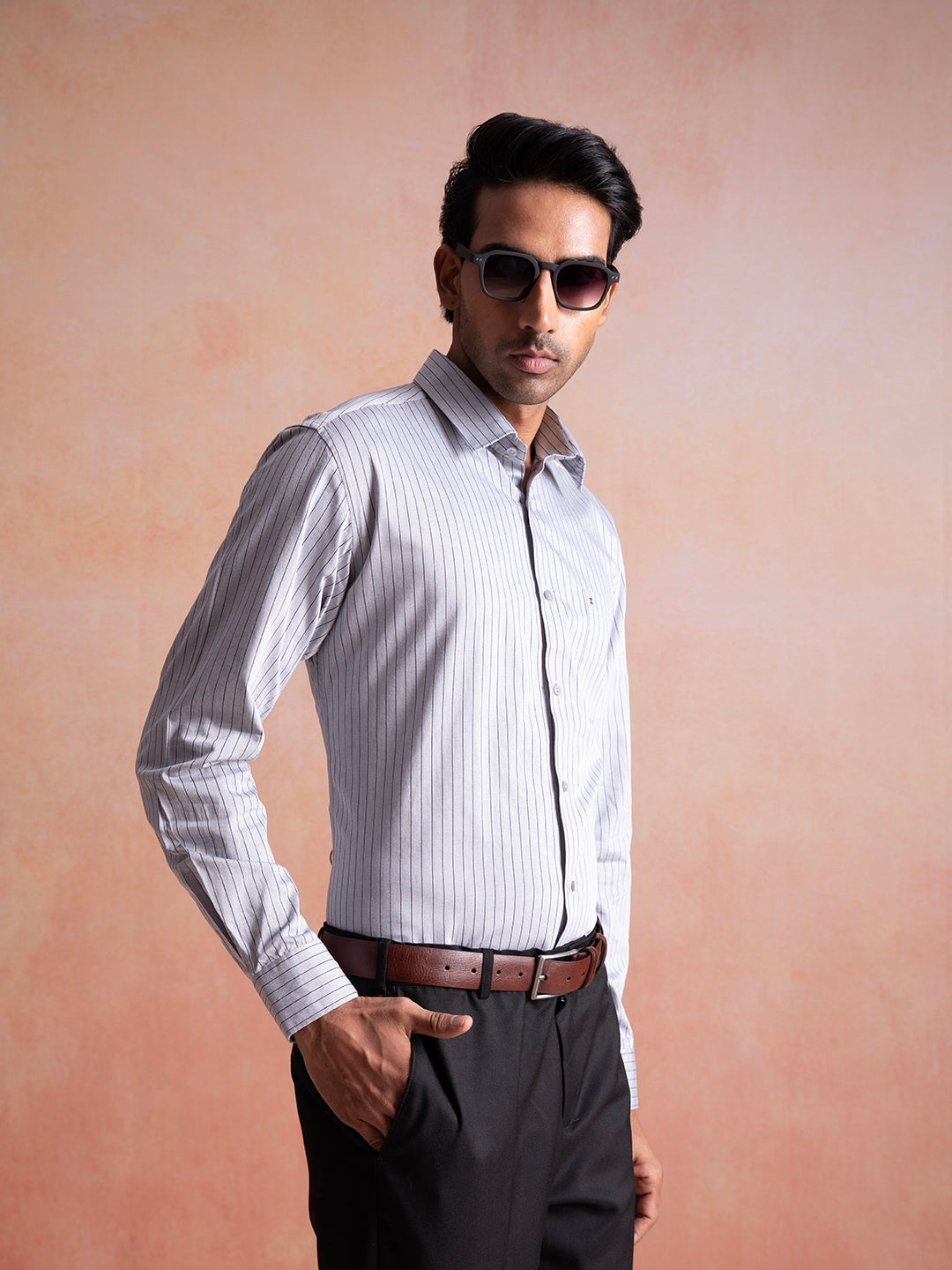 Classic Light Grey Stripe Shirt