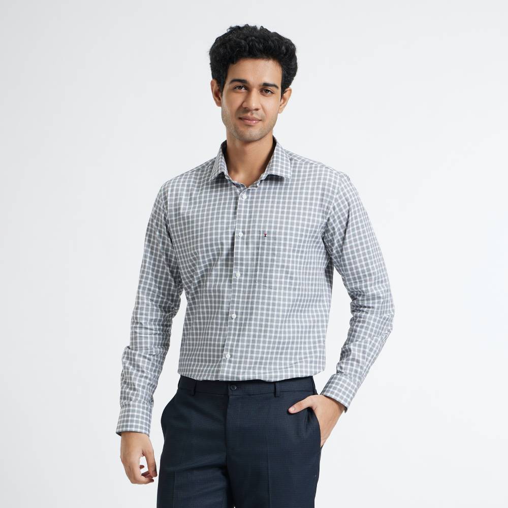 Classic Formal Grey Checks Shirt