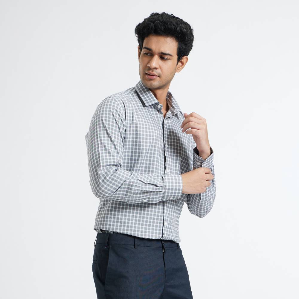 Classic Formal Grey Checks Shirt