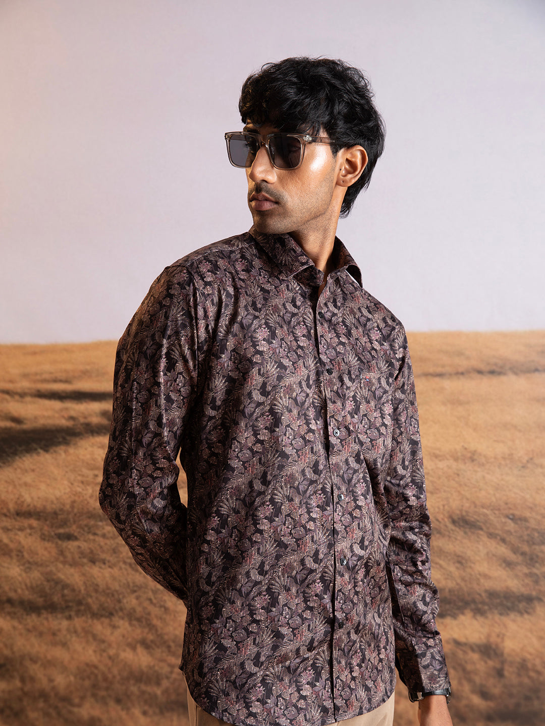 Black Floral Printed Shirt