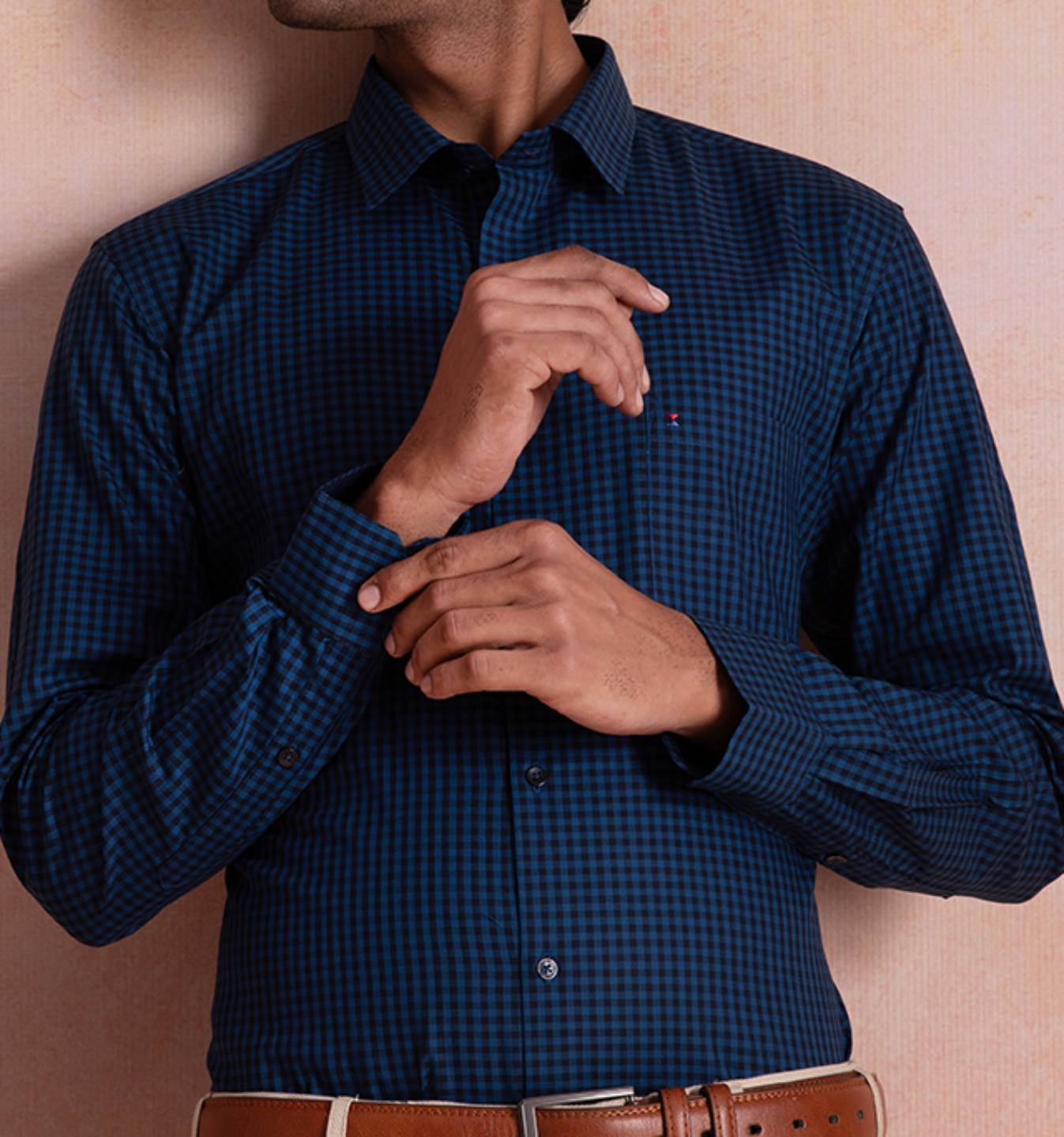 Blue Black Gingham Checks Shirt