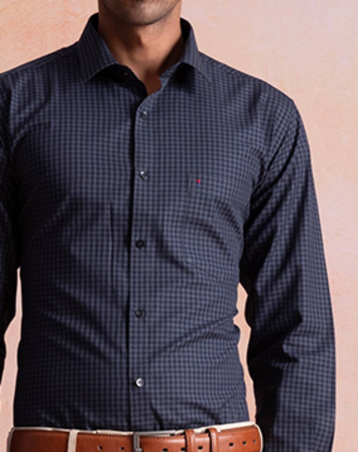 Grey Black Gingham Checks Shirt