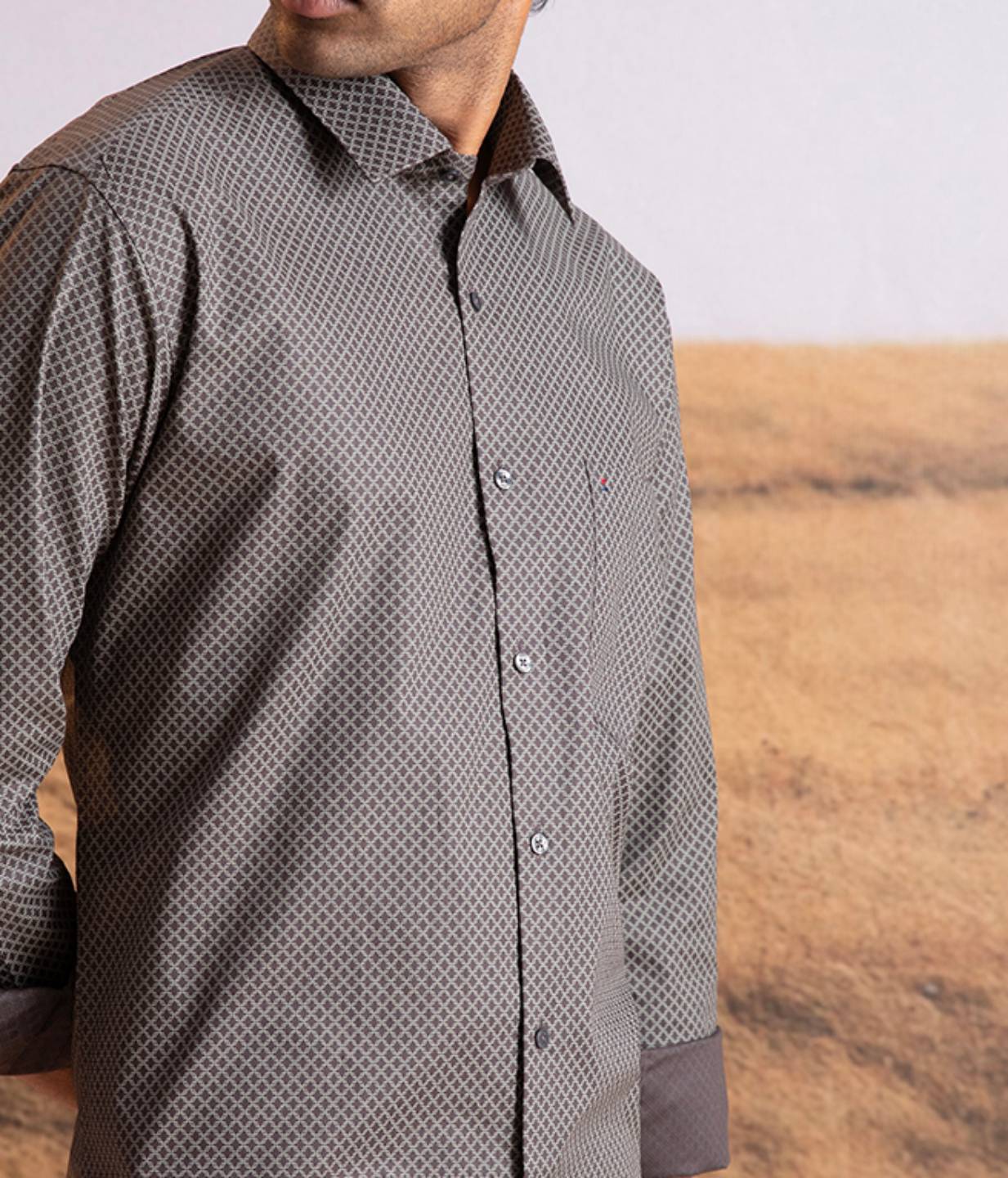 Premium Chocolate Brown Printed Shirt