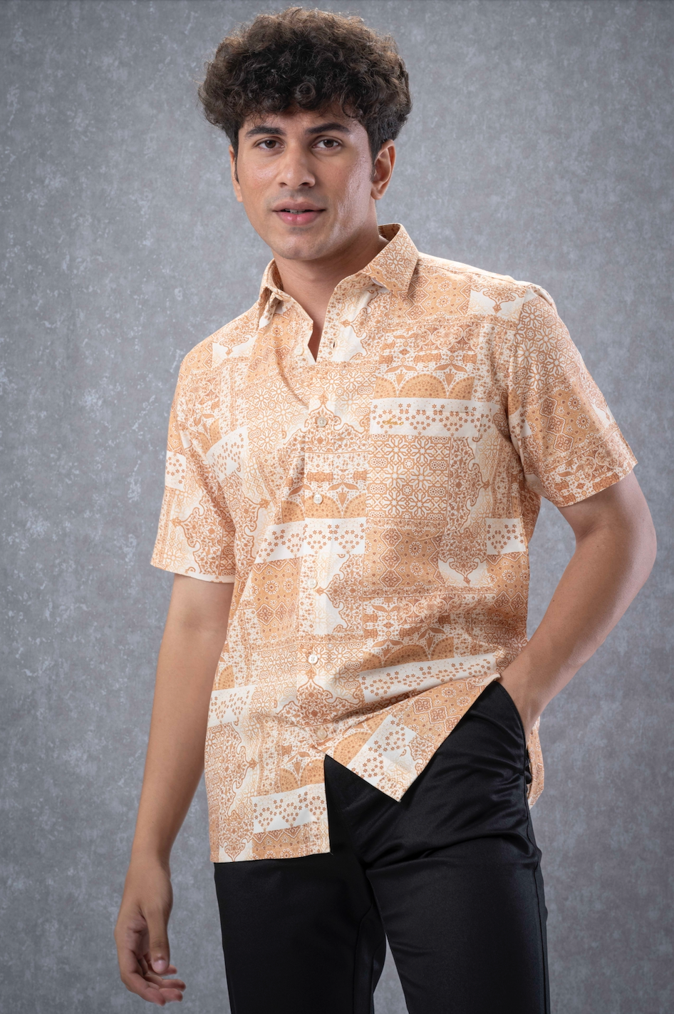 Yellow Puzzle Half Sleeves Shirt