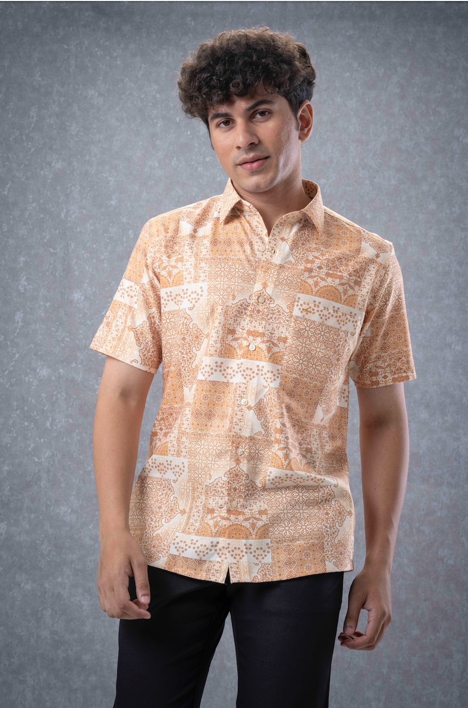Yellow Puzzle Half Sleeves Shirt