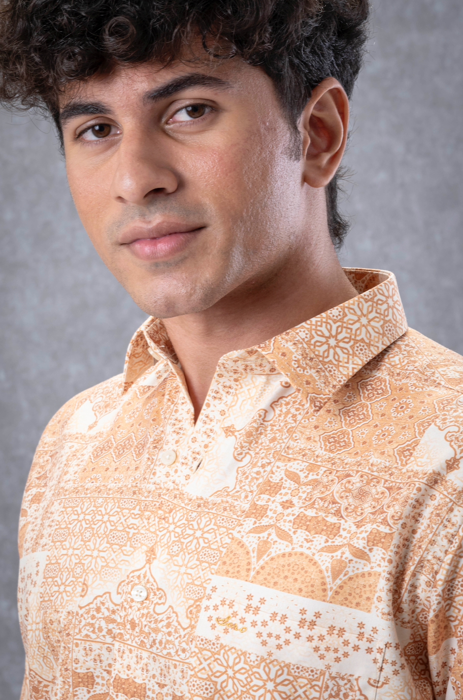 Yellow Puzzle Half Sleeves Shirt