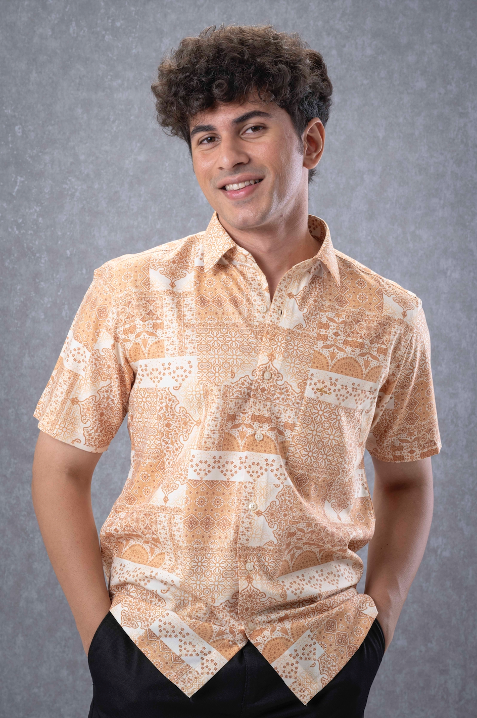 Yellow Puzzle Half Sleeves Shirt