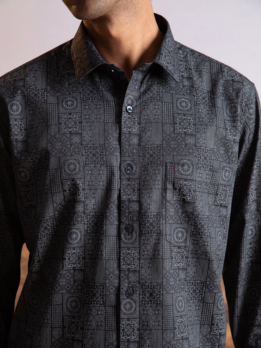 Black Abstract Print Shirt